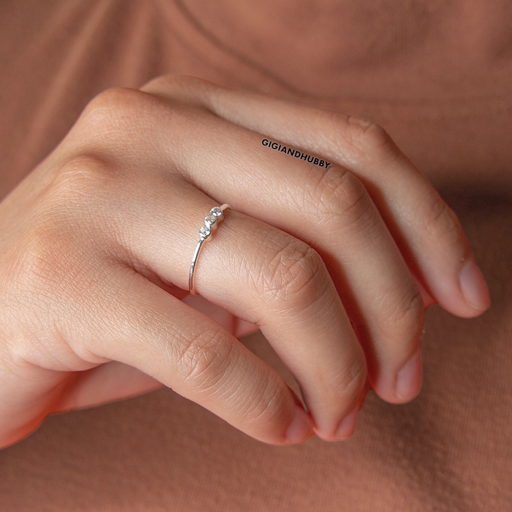 Sterling silver CZ Trio Ring size 7